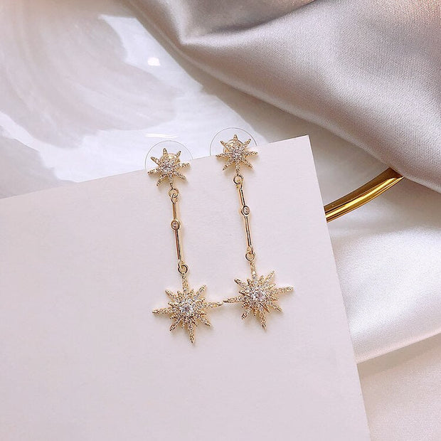 Boucles d'oreilles longues en cristal étoilé