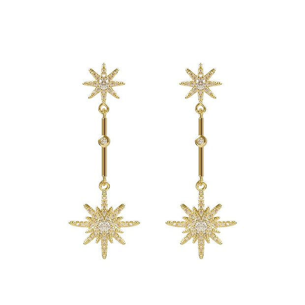 Boucles d'oreilles longues en cristal étoilé