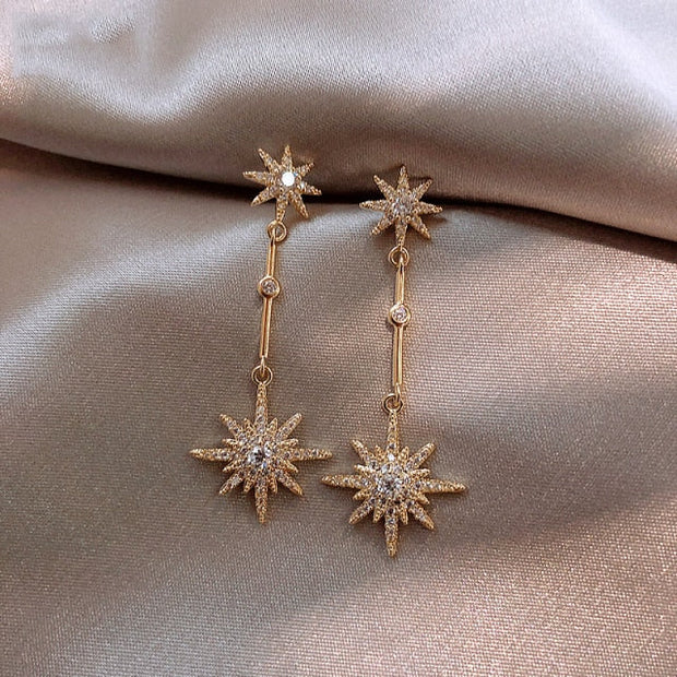 Boucles d'oreilles longues en cristal étoilé