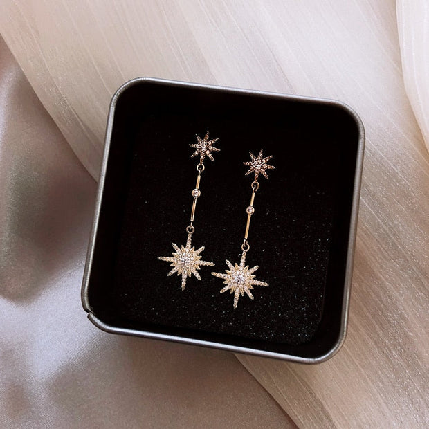 Boucles d'oreilles longues en cristal étoilé