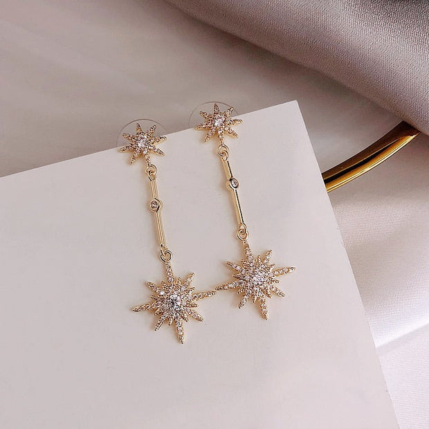 Boucles d'oreilles longues en cristal étoilé