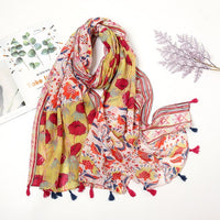 Écharpe Pashmina à pompons floraux