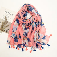 Écharpe Pashmina à pompons floraux