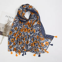 Écharpe Pashmina à pompons floraux