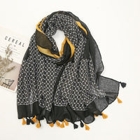 Écharpe Pashmina à pompons floraux