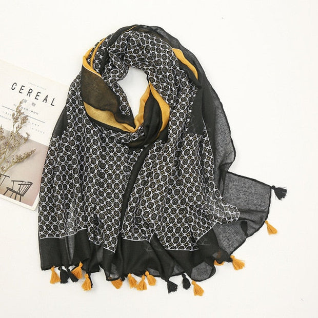 Écharpe Pashmina à pompons floraux