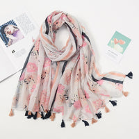 Écharpe Pashmina à pompons floraux