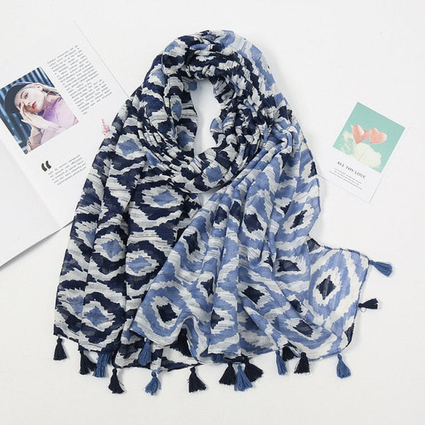 Écharpe Pashmina à pompons floraux