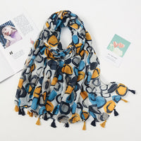 Écharpe Pashmina à pompons floraux