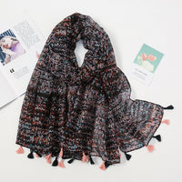 Écharpe Pashmina à pompons floraux