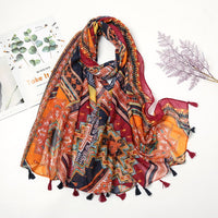 Écharpe Pashmina à pompons floraux