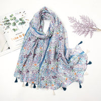 Écharpe Pashmina à pompons floraux