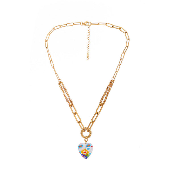 Or Plaqué Inox Pendentif Fleur d'Amour