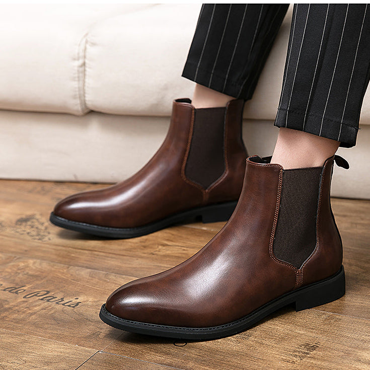 Herren Lederstiefelette mit seitlichem Gummizug - Heberto