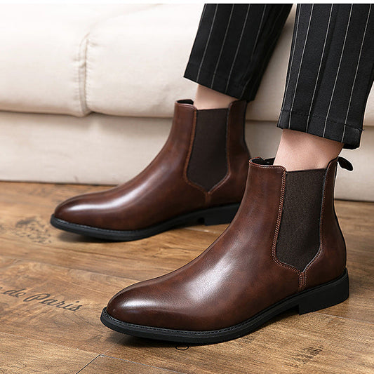 Herren Lederstiefelette mit seitlichem Gummizug - Heberto