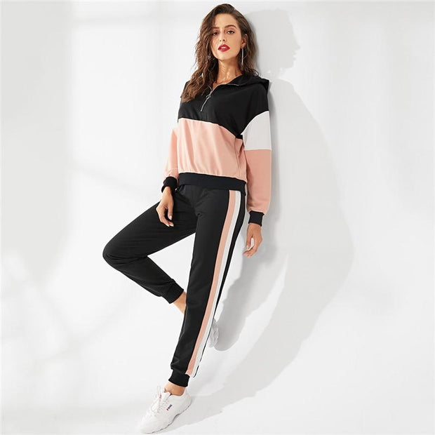 Samantha - Sweat à capuche deux pièces avec fermeture éclair et pantalon de survêtement