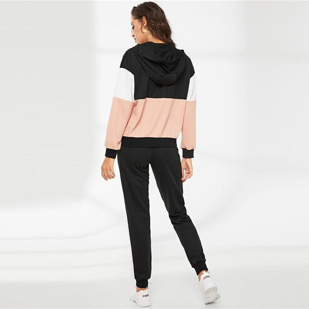 Samantha - Sweat à capuche deux pièces avec fermeture éclair et pantalon de survêtement
