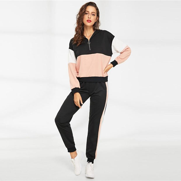 Samantha - Sweat à capuche deux pièces avec fermeture éclair et pantalon de survêtement