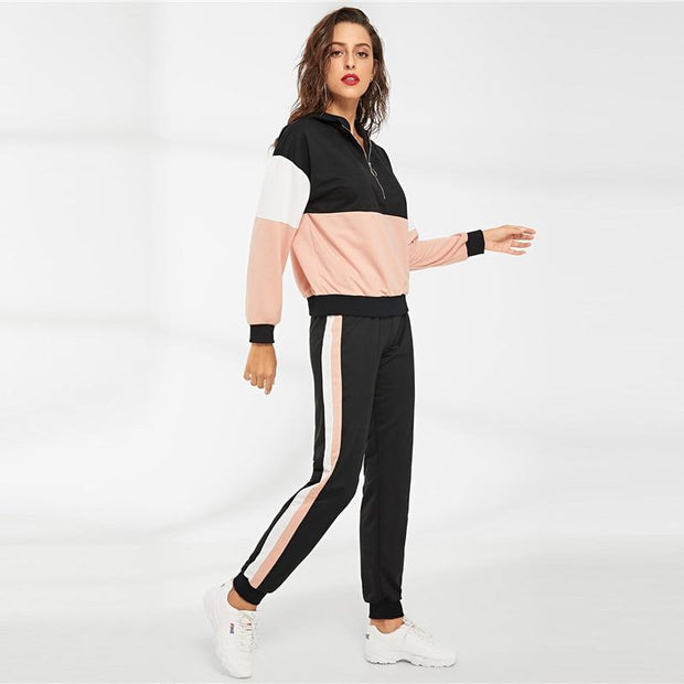 Samantha - Sweat à capuche deux pièces avec fermeture éclair et pantalon de survêtement