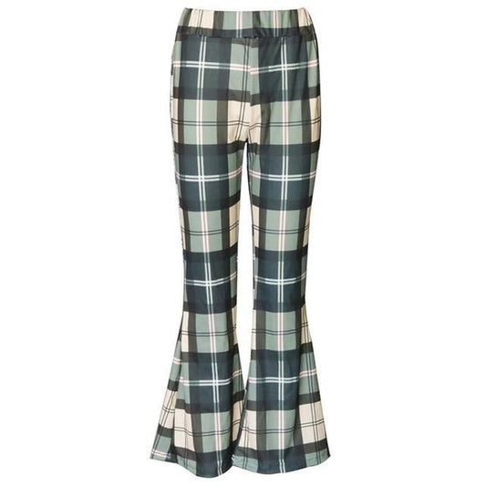 Liv - Pantalon à carreaux vintage avec fond de cloche