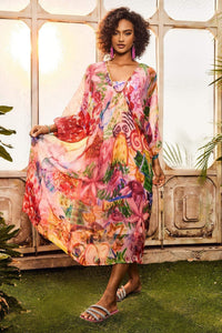 Quinn - Robe midi imprimée avec manches