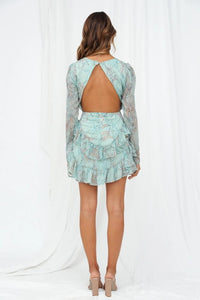Amalia Mini-robe imprimée à volants dos nu