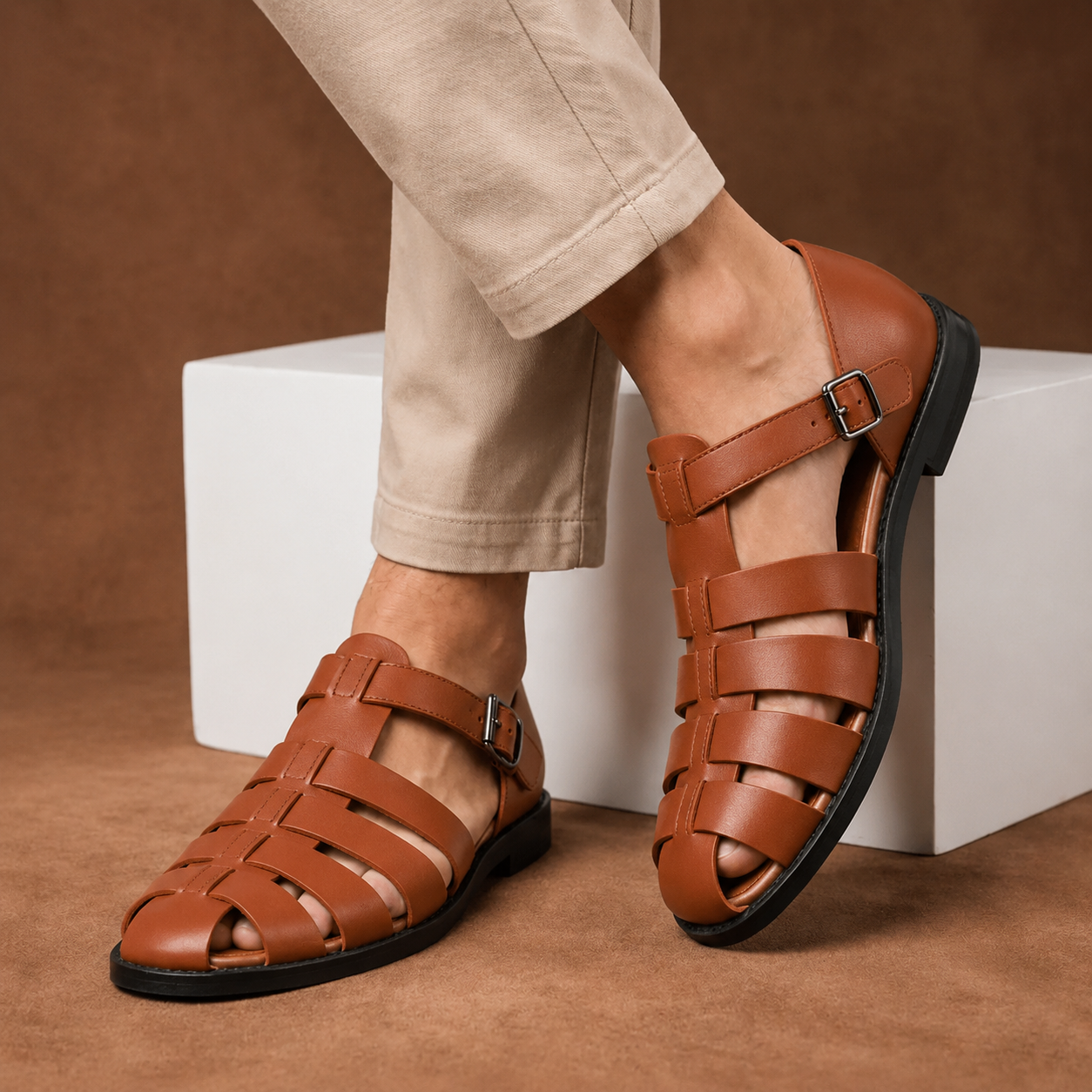 Elegante Herrensandalen mit Riemen und Schnalle – Lennard