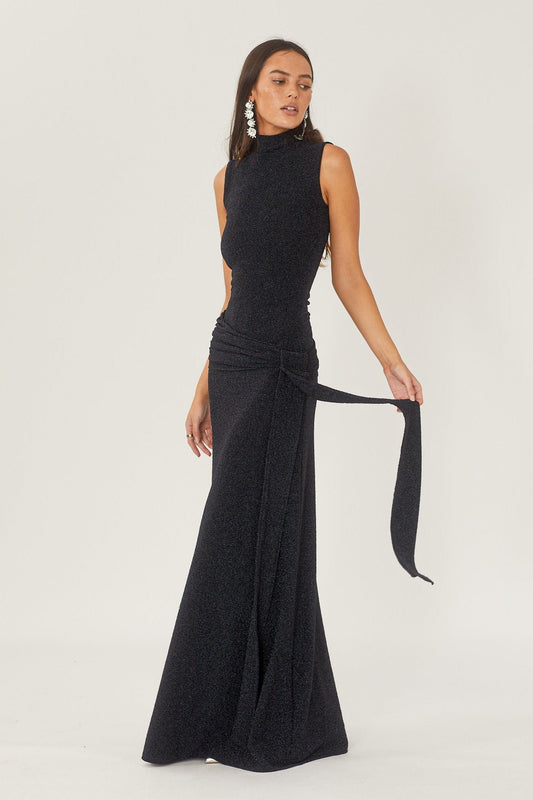 Shanna Maxi robe en maille avec bretelles métalliques
