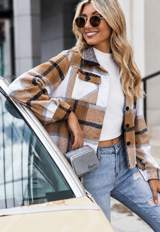Karierte Jacke mit Taschen – Nadorine