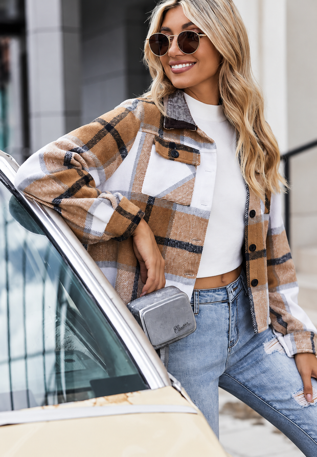 Karierte Jacke mit Taschen – Nadorine