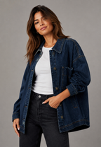 Oversize-Jeanshemd mit Vordertasche – Nadja