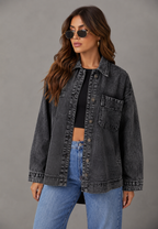 Oversize-Jeanshemd mit Vordertasche – Nadja