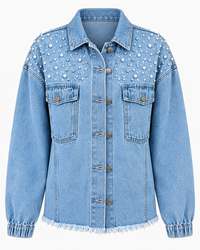 Mit Perlen verzierte Jeansjacke – Émeline