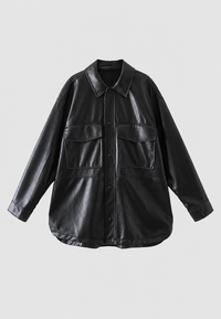 Oversize-Jacke in Lederoptik mit Taschen – Thaïs