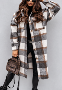 Lange karierte Jacke mit Knöpfen – Coralie