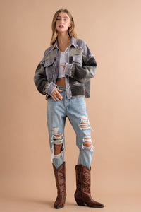 Damen-Überhemd aus Jacquard-Cord mit Taschen – Océane