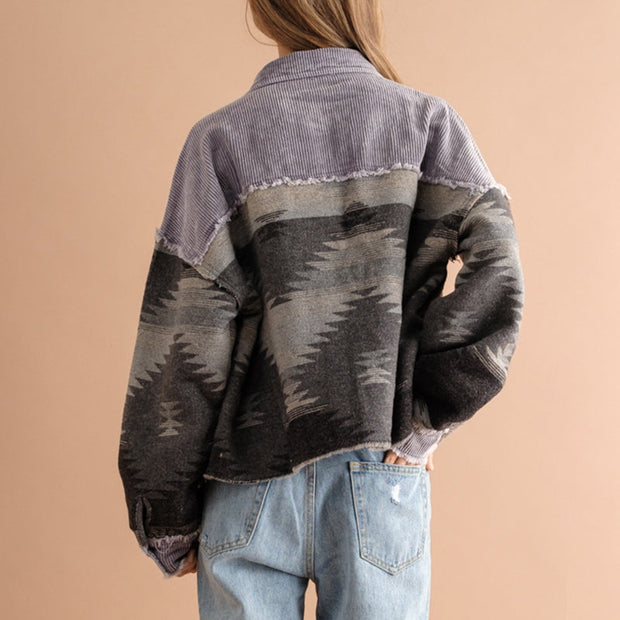 Damen-Überhemd aus Jacquard-Cord mit Taschen – Océane