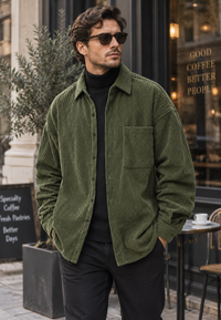Herren-Cordhemd in weitem Schnitt mit Brusttasche – Mads