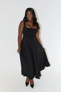 Melody - Nouvelle robe bustier longueur midi, simple et ajustée