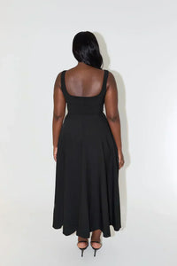 Melody - Nouvelle robe bustier longueur midi, simple et ajustée