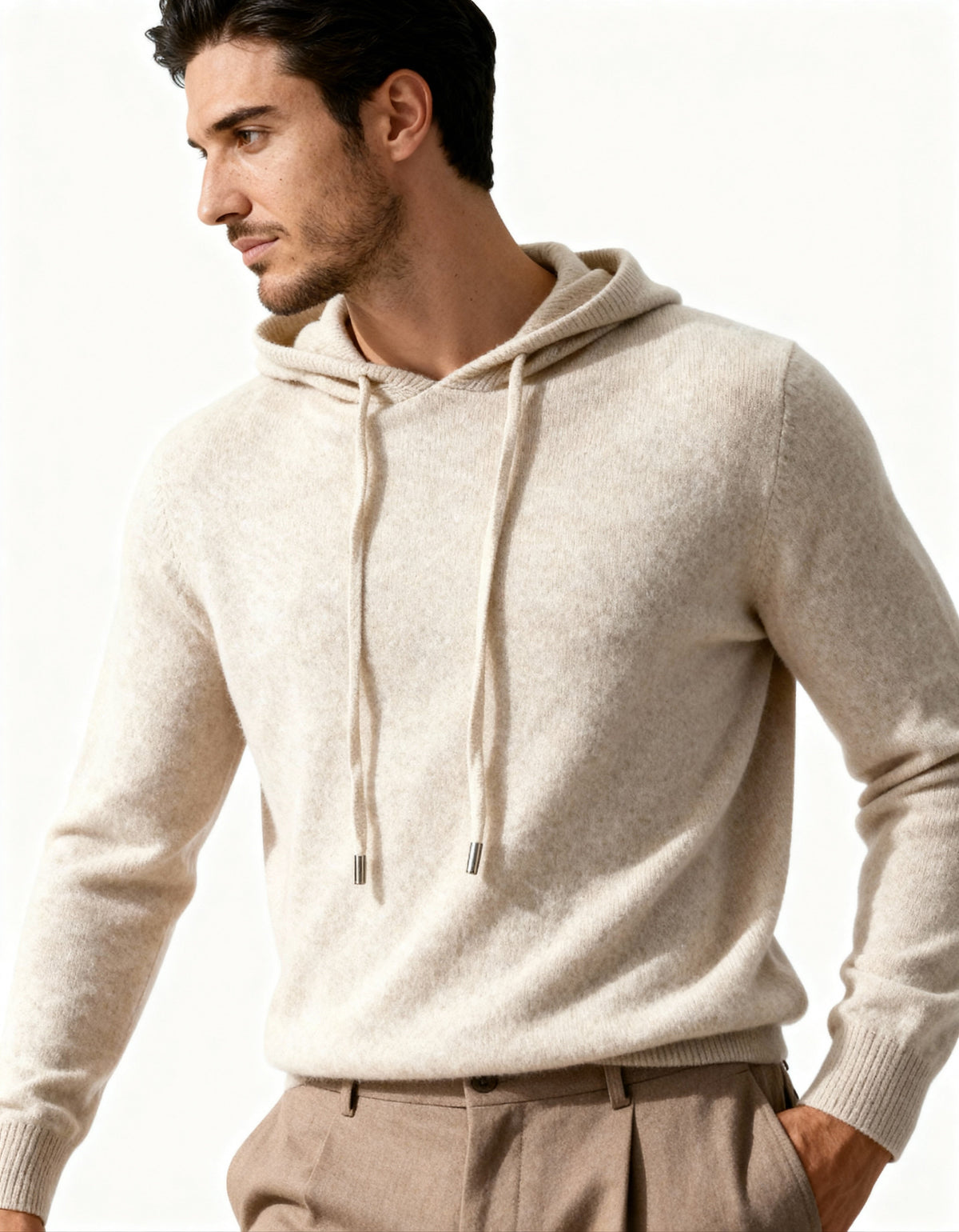 Herren-Sweatshirt aus Strick mit verstellbarer Kapuze – Sébastien