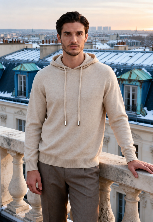 Herren-Sweatshirt aus Strick mit verstellbarer Kapuze – Sébastien