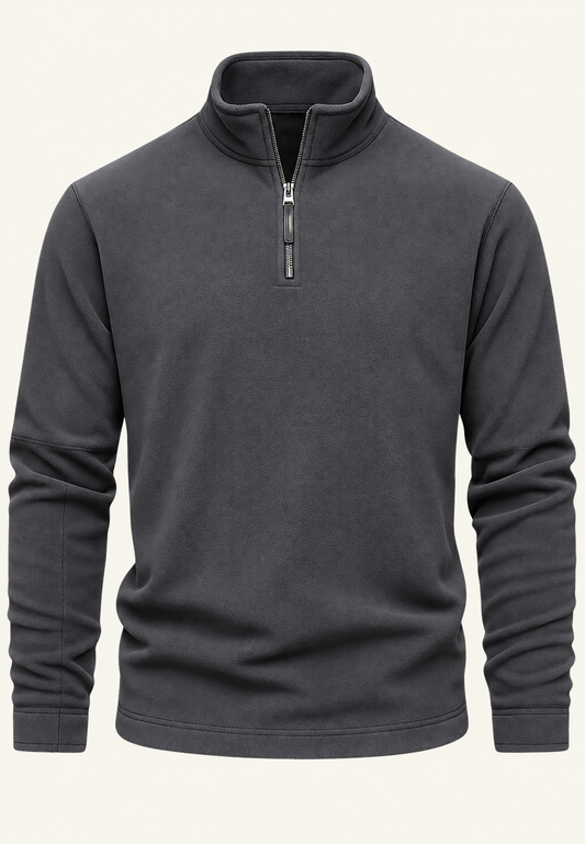 Sweat-shirt homme à col montant et demi-fermeture éclair - Calder