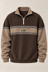 Herren-Sweatshirt mit halbem Reißverschluss und geometrischem Muster – Tavish