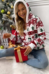 Damen-Kapuzenpullover mit Reißverschluss und Weihnachtsmotiv – Nolwenn