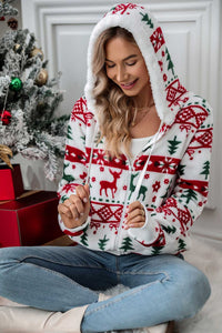 Damen-Kapuzenpullover mit Reißverschluss und Weihnachtsmotiv – Nolwenn
