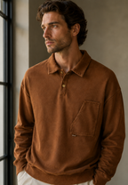 Langärmliges Polohemd mit Washed-Effekt – Dante