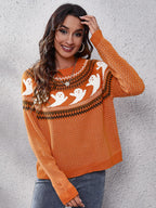 Strickpullover mit Rundhalsausschnitt und Retro-Motiv im literarischen Stil – Nerissa