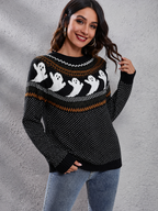 Strickpullover mit Rundhalsausschnitt und Retro-Motiv im literarischen Stil – Nerissa