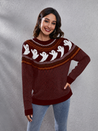 Strickpullover mit Rundhalsausschnitt und Retro-Motiv im literarischen Stil – Nerissa